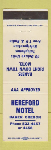 Matchbook Cover - Hereford Motel Baker OR