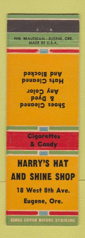 Matchbook Cover - Harry's Hat and Shine Shop Eugene OR