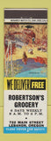 Matchbook Cover - Robertson's Grocery Lebanon OR