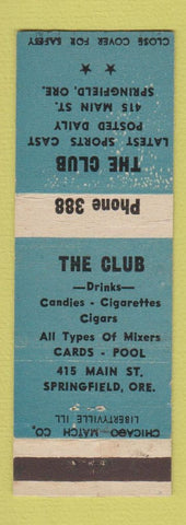 Matchbook Cover - The Club Springfield OR