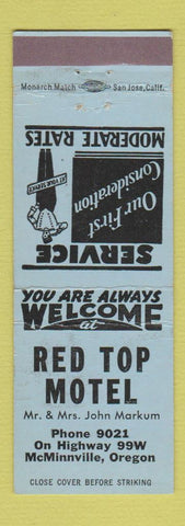 Matchbook Cover - Red Top Motel McMinnville OR