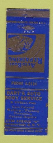 Matchbook Cover - Bart's Auto Body Schenectady NY