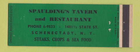 Matchbook Cover - Spaulding's Tavern Restaurant Schenectady NY
