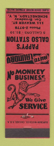 Matchbook Cover - Pappy's Calso oil gas Schenectady NY  RED