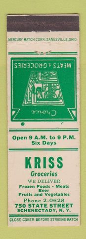 Matchbook Cover - Kriss Grocery Schenectady NY