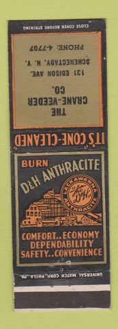 Matchbook Cover - D&H Coal Anthracite Crane Veeder Schenectady NY
