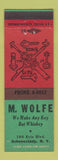 Matchbook Cover - M Wolfe Keys Schenectady NY