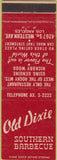 Matchbook Cover - Old Dixie BBQ Los Angeles CA
