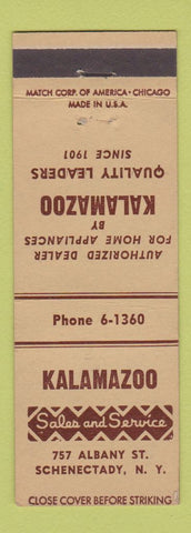 Matchbook Cover - Kalamazoo Appliances Schenectady NY