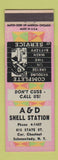 Matchbook Cover - A&D Shell oil gas Schenectady NY