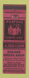 Matchbook Cover - Encore Dress Shop Schenectady NY  RED