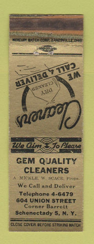 Matchbook Cover - Gem Quality Cleaners Schenectady NY  WEAR