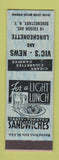 Matchbook Cover - Vic's News Luncheonette  Schenectady NY