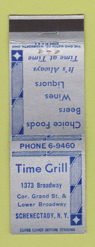 Matchbook Cover - Time Grill Schenectady NY