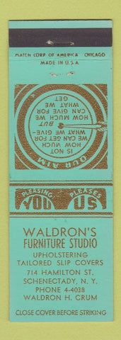 Matchbook Cover - Waldron's Furniture Studio Upholstering Schenectady NY