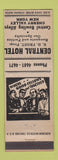 Matchbook Cover - Central Hotel Cherry Valley NY WHITE