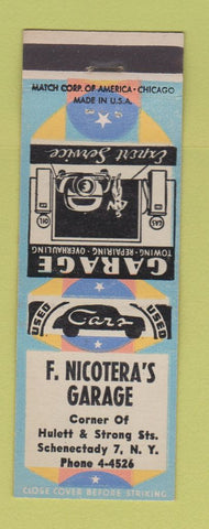 Matchbook Cover - F Nicotera's Garage  Schenectady NY