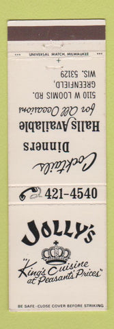 Matchbook Cover - Jolly's Restaurant Greenfield WI