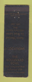 Matchbook Cover - Boulevard Bowling Hollywood CA billiards WORN