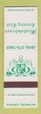 Matchbook Cover - Meadowbrook Country Club Richmond VA
