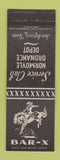 Matchbook Cover - Bar X Service Club San Antonio TX Normoyle Ordnance military