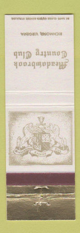 Matchbook Cover - Meadowbrook Country Club Richmond VA
