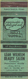 Matchbook Cover - Leah Wilhelm Beauty Salon Lancaster PA deco girlie back green