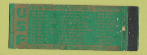 Matchbook Cover - University of San Francisco CA Football Schedule 1939 WEAR