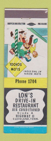 Matchbook Cover - Lon's Drive In Restaurant Cleveland TN