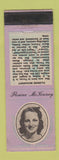 Matchbook Cover - 1930's Diamond Movie Stars Florine McKinney
