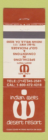 Matchbook Cover - Indian Wells Desert Resort Indian Wells CA
