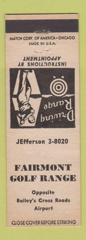 Matchbook Cover - Fairmont Golf Range