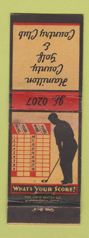 Matchbook Cover - Hamilton County Golf & Country Club WEAR