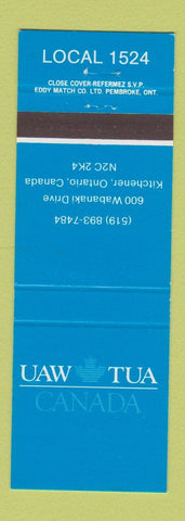 Matchbook Cover - UAW TUA Canada Local 1524 Union Kitchener ON
