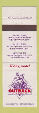 Matchbook Cover - Outback Steak House Louisville KY WEAR