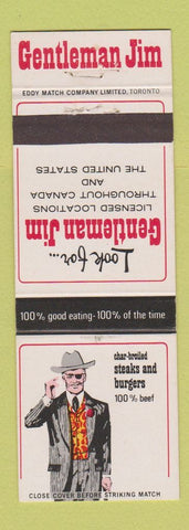 Matchbook Cover - Gentleman Jim Restaurants Canada United States