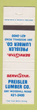 Matchbook Cover - Preisler Lumber Cleveland OH