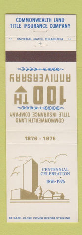 Matchbook Cover - Commonwealth Land Title Insurance 100th 1976
