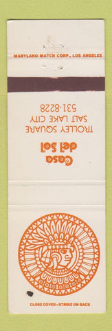 Matchbook Cover - Casa Del Sol Salt Lake City UT