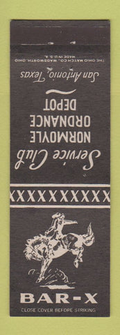 Matchbook Cover - Bar X Service Club San Antonio TX Normoyle Ordnance military
