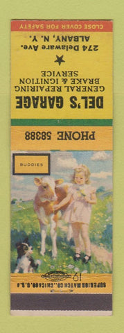 Matchbook Cover - Del's Garage Albany NY