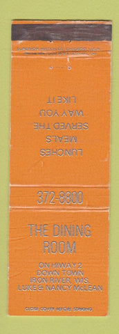Matchbook Cover - The Dining Room Iron River WI