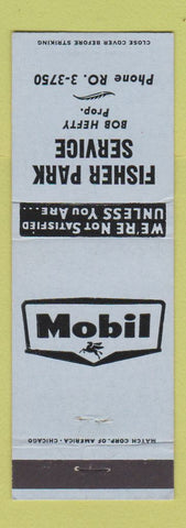 Matchbook Cover - Mobil oil gas Fisher Park