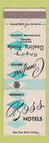 Matchbook Cover - Boss Hotels WHITE & TEAL