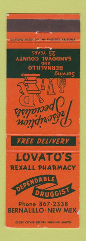 Matchbook Cover - Lovato's Rexall Drug Store Bernalillo NM