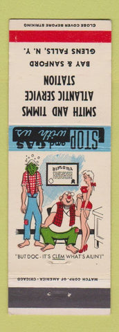 Matchbook Cover - Smith & Timms Atlantic oil gas Glens Falls NY hillbilly