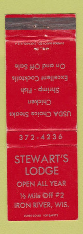 Matchbook Cover - Stewart's Lodge Iron River WI