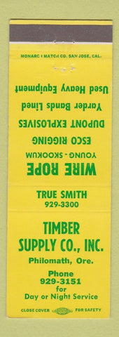 Matchbook Cover - Timber Supply Wire Rope Esco Rigging Explosives Philomath OR