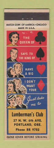 Matchbook Cover - Lumberman's Club Portland OR