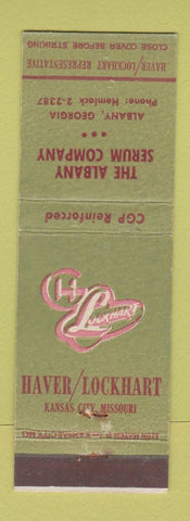 Matchbook Cover - Haver Lockhart Serum Albany GA